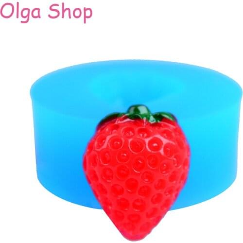 SYL001 Strawberry (Half) Silicone Mold Flexible Mold Miniature Food, Sweets, Jewelry, Charms (Clay Resin Gum Paste Fondant)