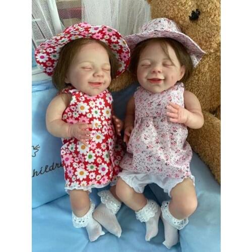20 Inch Twins Reborn Baby Dolls Soft Body Silicone Cute Girl Toy Baby Dolls Autum New Childrens Day Present