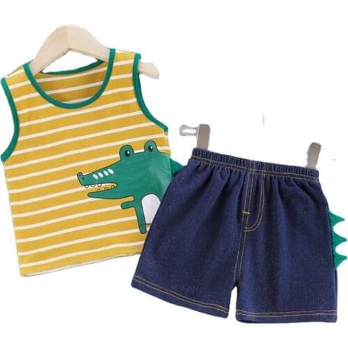 Baby Boys Summer Clothes Crocodile Sport Vest + Shorts Toddler Clothing Short-sleeve Costume Children Clothes 2pcs