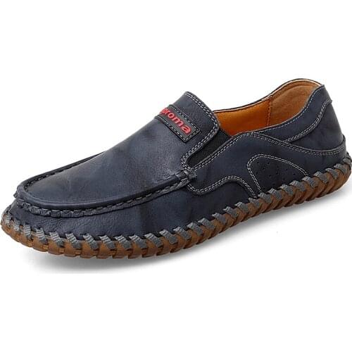 2021 New Men Casual Shoes Fashion Soft Leather Driving Shoes Brand Slip On Flat Shoes Loafers Moccasins Men Shoes Big Size 47