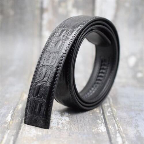 No Buckle Genuine Leather Men Belt Black Crocodile Pattern 3.5CM Width Waist Belt Suit for Automatic Buckle 2021 Designer Belt