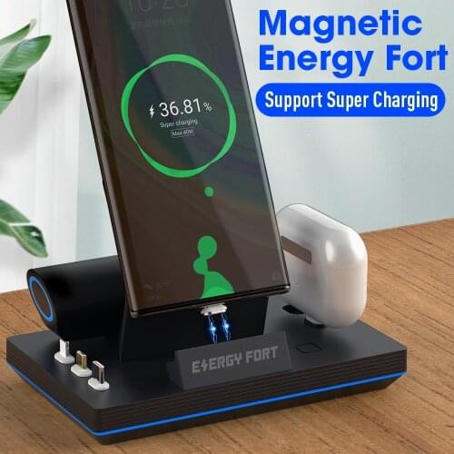2020 New 11th Gen 3 in 1 40W Magnetic Fast Charging Dock ENERGY FORT For Huawei iPhone Samsung 3A 5A Magnet Quick Charge charger