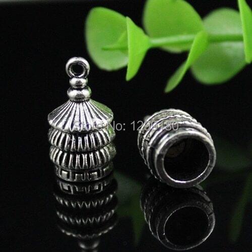 50pcs/lot Tower Cord Crimp End Caps Buckle Tips for Necklace Bracelet Ropes Cords Connectors Clasp 12x21mm (K00527)