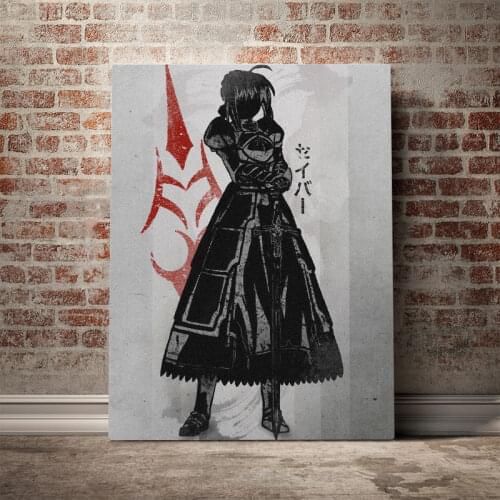 Fate stay night Saber Poster Canvas Wall Art Decoration prints for living Kid Children room Home bedroom decor painting