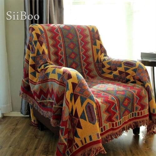 American style Cotton sofa towel geometric weaving blanket fringed tassel slip-resistant sofa cover 130*180CM SP3773 Free Ship