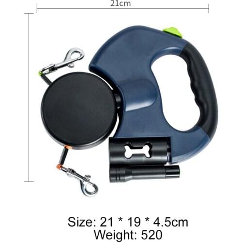 Double Head Dog Leash Automatic Retractable Puppy Tractions Rope With LED Light Multi-Function Box HFing