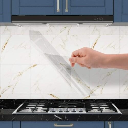 Transparent Kitchen Oil-Proof Wall Sticker Heat-Resistant Wallpaper Film Covering Removable Protective Film Shelf Drawer Liner