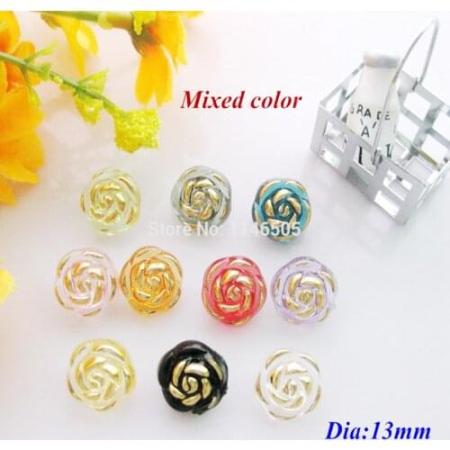 50pcs/lot 13MM MIXED acrylic coat button rose sweater for sewing buttons carving botoes scrapbooking products