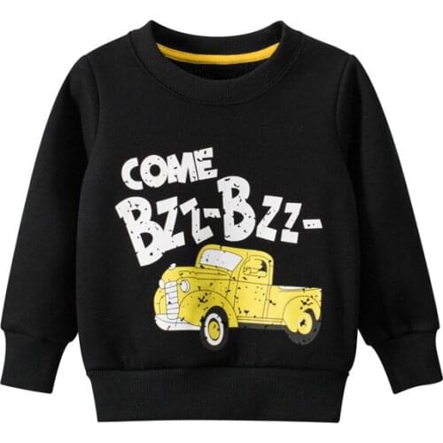 1-9T Toddler Kid Baby Boy Clothes Long Sleeve Pullover Top Car Cartoon Print Sweatshirt Cute Sweet Hoodies Infant Spring Outfit