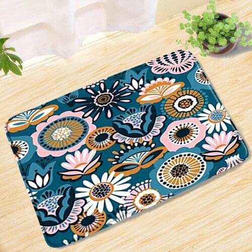 Hand Painted Colorful Flower Pattern Bath Mat Toilet Carpets Entrance Door Mat Anti-Slip Bathtub Mat Rug Bathroom Products