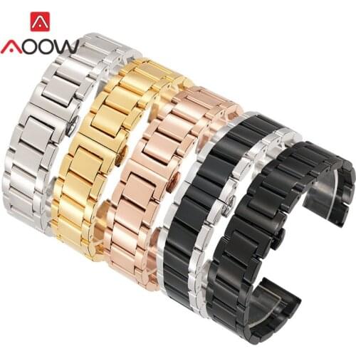 3 Pointer Stainless Steel Watchband 18mm 20mm 22mm 24mm for Samsung Galaxy Watch 42mm 46mm Butterfly Buckle Bracelet Band Strap