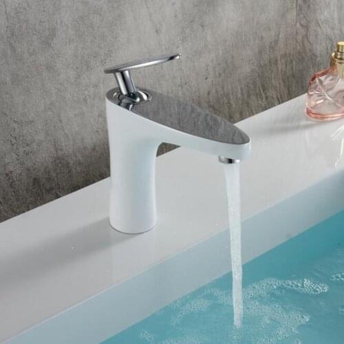 Vidric Fashion unique design white and chrome brass single lever hot and cold bathroom sink faucet basin faucet,tap