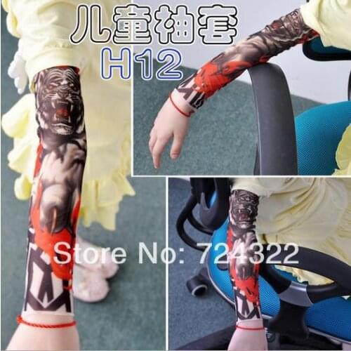 10PCS temporary arm sleeve cool Child kids Nylon Stretchy Fake Tattoo Sleeves scorpion Stockings Cartoon Free shipping