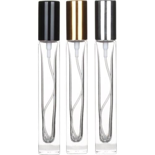 100 x 10ml Portable Model Transparent Square Glass Mist Sprayer Bottle 10cc Clear Mini Parfum Atomizer Mist Spray Bottle