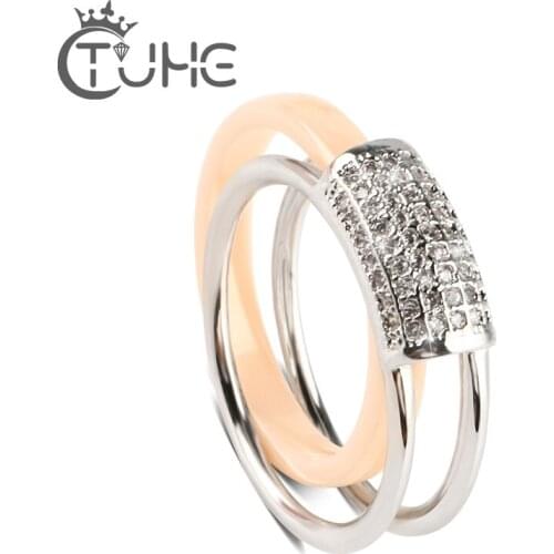 2 pcs/Set Yellow Ceramic Rings for women Super Flash little Carat Cubic Zircon Wedding Rings Women Jewelry anillos mujer