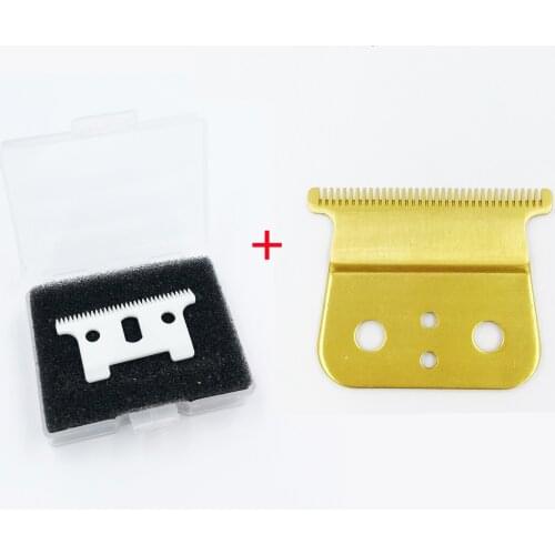 2pcs Strong Barber Ceramic Shop Cutter + Metal Bottom Cutter fit Andis 04521 Replacement T-Blade For T-Outliner Trimmer