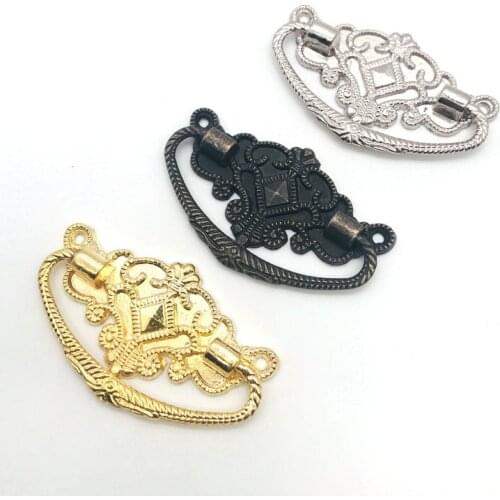 72X44mm Hollow Design Vintage Cabinet Knobs and Handles Jewelry Box Closet Drawer Pull handle Antique Furniture Accessories