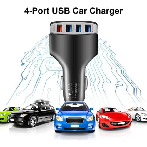 4-Port 3.0 Car Charger Dual USB Adaptive Fast Adapter Micro USB Type C Cable For Galaxy S10 S9 S8 Plus S10+ Note 10 Plus Note1