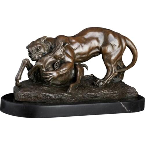 Bronze Lion Hunting Sculptures Statue Vintage Figurine Hot Casting High-End Vintage Gifts Art Decor