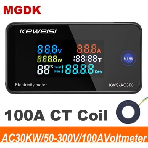 AC50-300V/0-100A Digital Voltmeter Ammeter KWS-AC300 Power Energy Meter LED AC Wattmeter Electricity meter with Reset Function