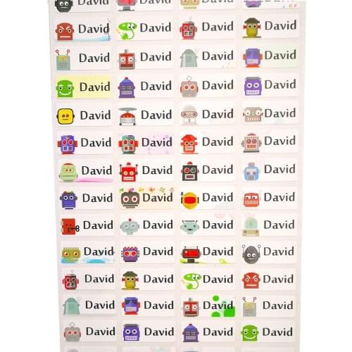 Children Stickers Boy Robot Name Stickers Customize Sticker Customize Decal Waterproof Label School Stationery Camp Tags