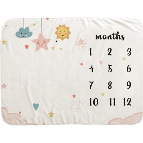 Baby Monthly Record Growth Milestone Blanket Cloud Star Patten Photography Props