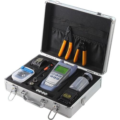 Fiber Optic FTTH Tool Kit with SKL-60S Fiber Cleaver and Optical Power Meter 10Km Visual Fault Locator with toolbox set