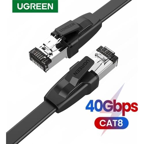 UGREEN Ethernet Cable CAT8 40Gbps Flat RJ 45 Lan Patch Cord for PS 4 Router Laptops Modem RJ45 Wire Network CAT 8 Cable Ethernet