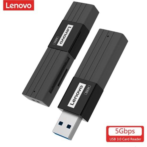 Lenovo D231 5Gbps USB 3.0 Memory Card Reader Dual Slot TF Security Digital Card Reader Adapter for Computer PC 5Gbps Cardreader