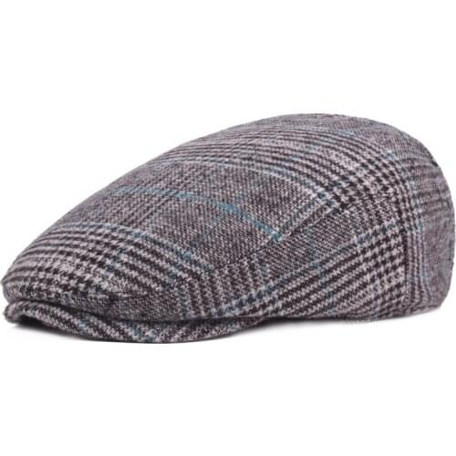 Fashion Mens Women Hat Wool Stripe Plaid Beret Golf Driving Flat Cabbie Newsboy Cap Casual Beret Peaked Cap