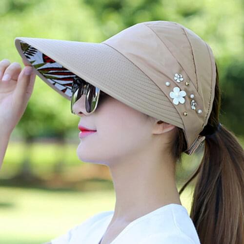 New UV Protection Women Female Sun Cap Summer Outdoor Sports Cycling Travel Beach Anti Sun Retractable Drawstring Visor Hats