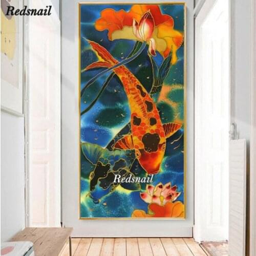 Chinese koi Diy Diamond Painting Fish Diamond Embroidery Art Full Drill Animal Mosaic Cross Stitch needlework Home Decor EE391