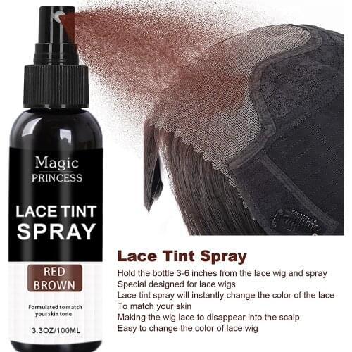Lace Tint Spray Red Brown for Wigs Closure Lace Natural Melt Match Skin Tone Waterproof For Different Skin Types 100ml