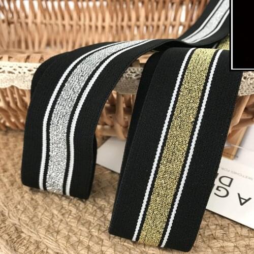 3Meter Gold Silver Stripe Elastic Bands Elastic Ribbon Clothing Bags Trousers Elastic Webbing Straps DIY Sewing Accessories 40mm