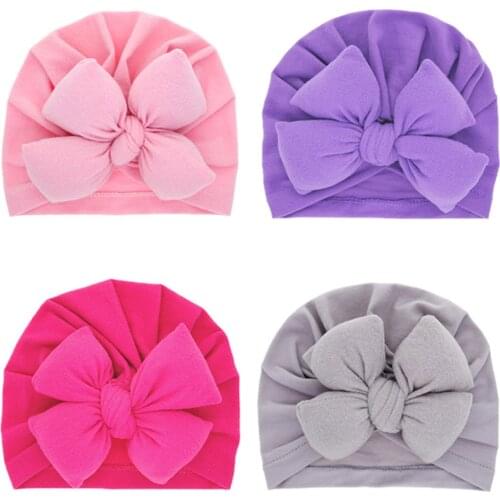Cute Newborn Children Turban Unisex Newborn Bohemia Style Turbantes Cotton Bow Knot Headwear