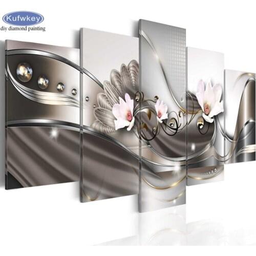 5pcs 5D DIY Diamond Painting" Abstract Flower" Multi-picture Combination 3D Full Square Drill Daimond Mosaic Embroidery kit