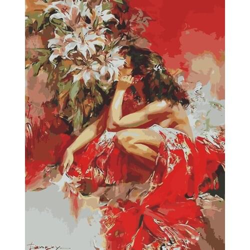 Frame Abstract Women Girl Dance DIY Painting By Numbers Home Decor Wall Art Modern Picture Bride Drawing Oil Painting Artwork