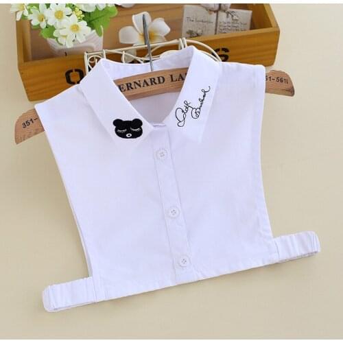 2020 Solid White Shirt Fake Collars for Children Embroidery Detachable Collar Half Shirt Kids Girls False Collars Sweater Decor