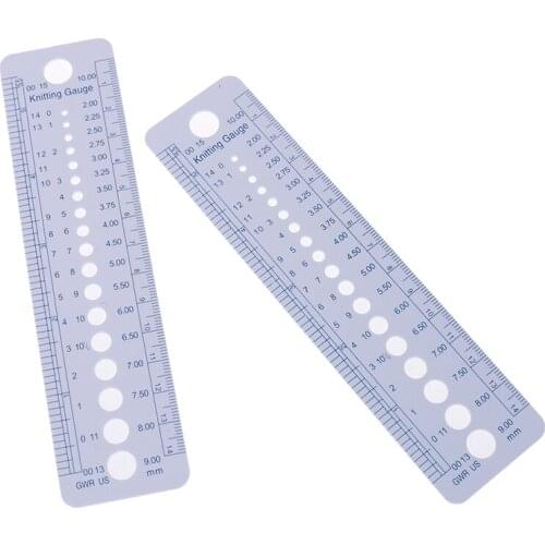 2pcs Plastic Knitting Ruler Needle Gauge Inch Sewing Ruler Measure Sewing Tools US UK Sizes Design Ruler