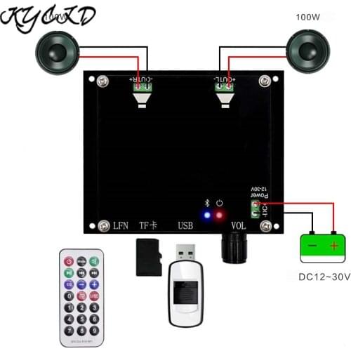 TDA7498 Bluetooth 5.0 Amplifier Board 100W+100W 2.0 CH Digital Stereo Audio Power AMP TF Card USB Disk Remote Control Speaker