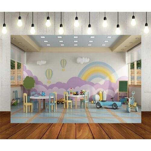 Photo Studio Props Photography Backdrop Colorful Kindergarten Class Childs School Desk Chair Toy And Decoration Vinyl Background