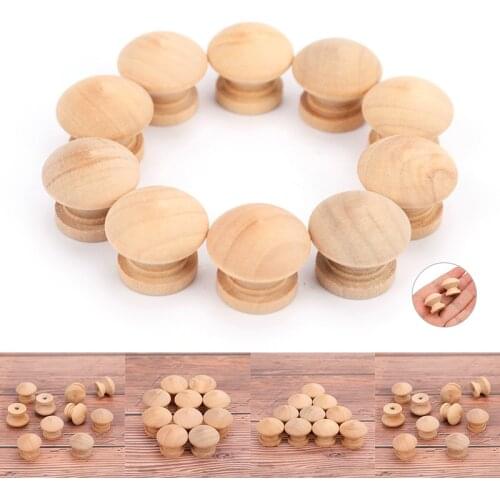 10pcs Handles 2.4X2CM Natural Wooden Cabinet Drawer Wardrobe Knobs Pull Handle