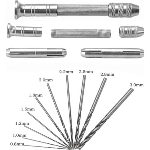 SAUVOO Stainless Steel Mini Micro Drill Bit Set Hand Drill With Keyless Chuck Twist Drill Bit Woodworking Drilling Rotary Tools