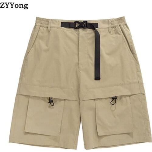 Summer Men Shorts Overalls Big Pocket Drawstring Youth Lovers Fashion Loose Hip Hop Streetwear Leisure Cargo Pants Cool Clothing