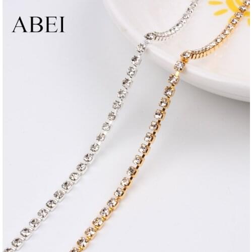 2mm 2Yards Glass Rainstones Chain crystal AB Claw Tape Jewelry Findings DIY Sewing Embellishment