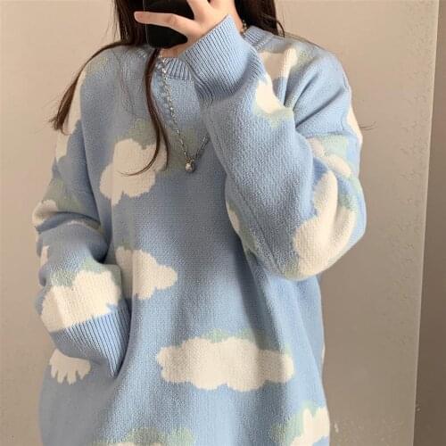 Sweaters Female Harajuku Lovely Chic Preppy Simple Soft Loose Autumn Spring Teens Knitwear Casual Fashion Korean Girls Pullover