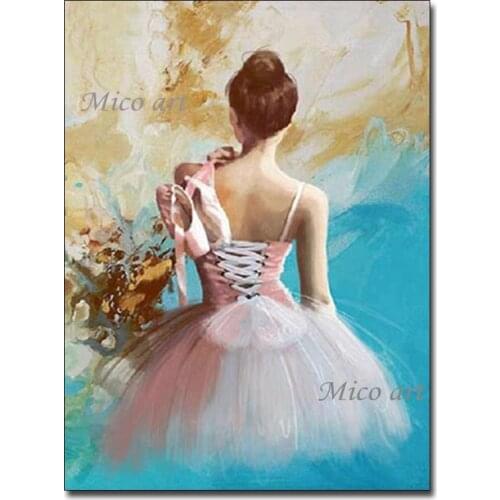 Bar Decor Picture Sexy Woman Ballet Dancer 100% Hand Painted Wall Canvas Figure Oil Painting Art Unframed Paintings Artwork