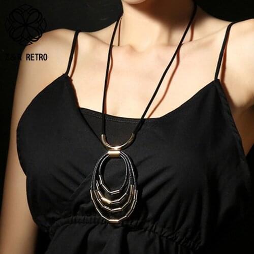 Vintage Collar Long Chains Geometric Necklace Decorative Jewelry for Women Suspension Korean Unusual Things Pendants Accessories