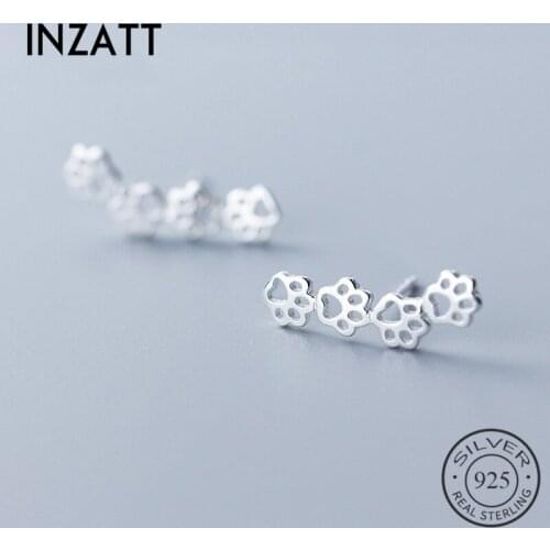 INZATT Real 925 Sterling Silver Hollow Cat claw Stud Earring For Fashion Women Party Cute Fine Jewelry MInimalist Accessories