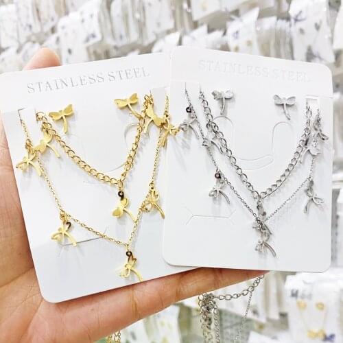 NEW Dragonfly Necklace Bijoux Femme Necklaces for Women Earrings Jewelry Chain Jewelery Stainless Steel Jewellery Necklaces